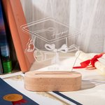 Personalised Graduation Cap Adjustable LED Night Light with Diverse Colours Changing and Wooden Base Graduation Souvenir Room Decor Gift for Graduates