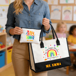 Gepersonaliseerde Tiny Human's Tamer Grote Capaciteit Tote Bag Draagbare Make-up tas met naam Dagelijks gebruik Kinderdagverblijf Peuterdag cadeau voor de leraar
