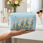 Personalized Multicolour Birth Flower Butterfly PU Leather Makeup Bag with Name and Zipper Travel Essentials Birthday Mother's Day Gift for Women