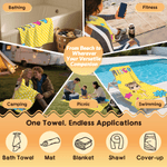 Personalizzato colorato personaggio dei cartoni animati sovradimensionato asciugare rapidamente asciugamano da spiaggia con il nome Attività all'aperto Beach Party regalo per le donne Besties famiglia
