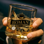 Verre à whisky 10 oz rétro personnalisé avec nom et année Cadeau d'anniversaire de fête des pères pour hommes