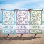 Personlig blomstertryck mjuk snabbtorkande överdimensionerad strandhandduk med namn perfekt för resa semester möhippa och födelsedagspresent