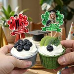 Personalised Multicolor Balloon Photo Design Graduation Cupcake Topper with Name and Year Party Supplies Graduation Ceremony Gift for Graduates