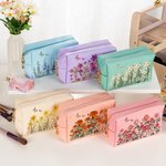 Personalized Multicolour Birth Flower Butterfly PU Leather Makeup Bag with Name and Zipper Travel Essentials Birthday Mother's Day Gift for Women