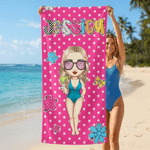 Personalizzato colorato personaggio dei cartoni animati sovradimensionato asciugare rapidamente asciugamano da spiaggia con il nome Attività all'aperto Beach Party regalo per le donne Besties famiglia