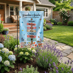 Personalised Floral Butterfly Garden Flag with Name and Text Outdoor Yard Porch Decor Birthday Mother's Day Spring Gift for Family Grandma Mom