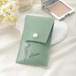 Personalised Birth Flower Makeup Brush Bag with 8 Pcs Makeup Brushes Birthday Wedding Christmas Gift for Girlfriend Mother Friend