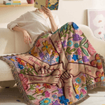 Personalisierte Ölgemälde Stil Blume Holding Hands weiche Decke mit Quasten und Namen Home Decor Muttertag Geburtstag Geschenk für Mama Kinder