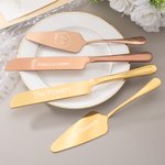 Personalized 4Pcs Engraved Name Date Wedding Cake Cutting Set with Knife Forks Cake Spatula Anniversary Bridal Party Wedding Gift for Couple Newlywed