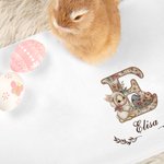 Gepersonaliseerde Geborduurde Paasmandvoering met Konijn Bloemen Naam en Initiaal Perfect voor het Paaseieren Zoeken Paascadeau voor Kinderen