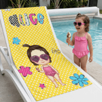 Personalizzato colorato personaggio dei cartoni animati sovradimensionato asciugare rapidamente asciugamano da spiaggia con il nome Attività all'aperto Beach Party regalo per le donne Besties famiglia