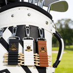 Badge de golf personnalisé en cuir PU avec 5 tees en bambou Cadeau d'anniversaire pour joueur de golf