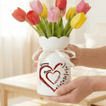 Vase en céramique personnalisé avec noms Fête des mères Cadeau d'anniversaire pour Grand-mère Maman