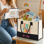 Gepersonaliseerde Tiny Human's Tamer Grote Capaciteit Tote Bag Draagbare Make-up tas met naam Dagelijks gebruik Kinderdagverblijf Peuterdag cadeau voor de leraar