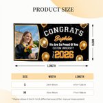 Personalised Congrats Photo Golden Balloon Graduation Banner with Name School Name and Year Party Decor Graduation Gift for Graduates