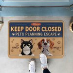 Personalized Keep Door Closed 3D Cartoon Pet Non-Slip Doormat with 1-3 Names Home Decor Birthday Gift for Dog Cat Owners Lovers