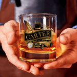 Verre à whisky 10 oz rétro personnalisé avec nom et année Cadeau d'anniversaire de fête des pères pour hommes