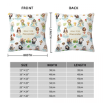 Personalized Cartoon Holy Saints of Heaven Soft Throw Pillow Cover with Name Home Decor Birthday Baptism Gift for Kids Christians