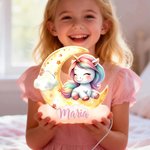 Gepersonaliseerd Fantasie Eenhoorn Acryl LED-nachtlampje met Naam Kinderkamerdecoratie Verjaardag- of Babyshowercadeau voor Meisjes