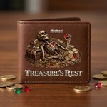 Personalisierte Treasure's Rest Skelett Portable PU Leder Brieftasche mit Namen Jahrestag Geburtstag Vatertag Geschenk für Männer