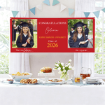 Personalised Past Recent Photo Graduation Banner with Name Blessing Message and School Name Graduation Ceremony Party Gift for 2026 Graduates