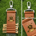 Badge de golf personnalisé en cuir PU avec 5 tees en bambou Cadeau d'anniversaire pour joueur de golf