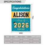 Personalized Congratulations Garden Flag with Name and School Name Yard Porch Decor Graduation Ceremony Party Gift for Class of 2026 Graduates