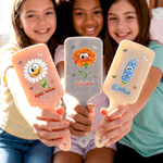 Gepersonaliseerde Cartoon Geboortebloem Anti-Statische Massage Kam met Naam en Lint Strik Verjaardagscadeau voor Vrouw Vriendin