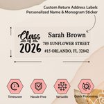 Personalized Class of 2026 Graduation Season Address Labels Stickers with Name Envelope Invitation Decor Graduation Party Favor for Graduate Teacher