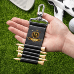 Badge de golf personnalisé en cuir PU avec 5 tees en bambou Cadeau d'anniversaire pour joueur de golf