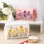 Personalized Multicolour Birth Flower Butterfly PU Leather Makeup Bag with Name and Zipper Travel Essentials Birthday Mother's Day Gift for Women