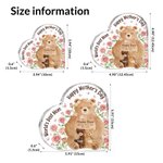 Personalised Bear Family Rose Heart-Shaped Acrylic Plaque with Names Home Decor Mother's Day Gift for Mom Grandma
