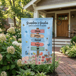 Personalised Floral Butterfly Garden Flag with Name and Text Outdoor Yard Porch Decor Birthday Mother's Day Spring Gift for Family Grandma Mom