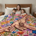 Manta blanda personalizada con nombres en estilo de pintura al óleo floral para el Día de la Madre, regalo para la abuela y la madre
