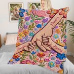 Manta blanda personalizada con nombres en estilo de pintura al óleo floral para el Día de la Madre, regalo para la abuela y la madre