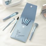 Personalised Birth Flower Makeup Brush Bag with 8 Pcs Makeup Brushes Birthday Wedding Christmas Gift for Girlfriend Mother Friend