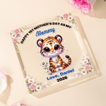 Personalisierte glückliche 1. Muttertag als mein Tier Muster Quadrat Acryl Plaque mit Titel und Text Muttertag Geschenk für Mama Oma