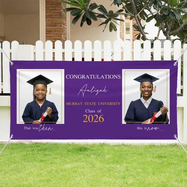 Personalised Past Recent Photo Graduation Banner with Name Blessing Message and School Name Graduation Ceremony Party Gift for 2026 Graduates