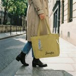 Personalized Birth Flower Corduroy Large Capacity Tote Bag with Name Daily Use Birthday Gift for Women