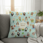 Personalized Cartoon Holy Saints of Heaven Soft Throw Pillow Cover with Name Home Decor Birthday Baptism Gift for Kids Christians