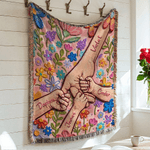 Personalisierte Ölgemälde Stil Blume Holding Hands weiche Decke mit Quasten und Namen Home Decor Muttertag Geburtstag Geschenk für Mama Kinder