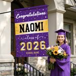 Personalized Congratulations Garden Flag with Name and School Name Yard Porch Decor Graduation Ceremony Party Gift for Class of 2026 Graduates