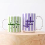 Personalized Funny Scrabble Names Crossword Puzzle Striped 11/15 oz Ceramic Mug with Title Daily Use Mother's Day Gift for Mom Grandma