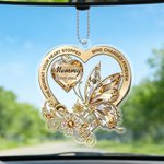 Personalisierte Floral Schmetterling Herzform Acryl Ornament mit Titel und Text Auto Dekor Gedenkgeschenk für Familie