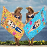 Personalizzato colorato personaggio dei cartoni animati sovradimensionato asciugare rapidamente asciugamano da spiaggia con il nome Attività all'aperto Beach Party regalo per le donne Besties famiglia