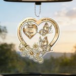 Personalisierte Floral Schmetterling Herzform Acryl Ornament mit Titel und Text Auto Dekor Gedenkgeschenk für Familie