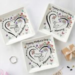 Personlig Paw Hands Flower Butterfly Heart Ceramic Trinket Smyckeskål med 1-5 namn Mors dag Födelsedagspresent till mamma mormor