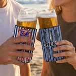 Sardine Mackerel Flounder Striped Insulated Beer Can Cooler Sleeve with Name Beach Party Birthday Gift for Fishing Enthusiasts (Sardine, maquereau, flet rayé, glacière isolante pour canettes de bière 