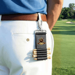 Badge de golf personnalisé en cuir PU avec 5 tees en bambou Cadeau d'anniversaire pour joueur de golf