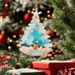 Gepersonaliseerd kerstboomornament met naam en op de oceaan geïnspireerd kerstcadeau voor familie, vrienden en strandliefhebbers
